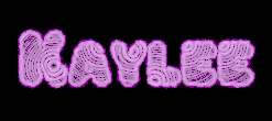 Kaylee in bubble letters that are purple